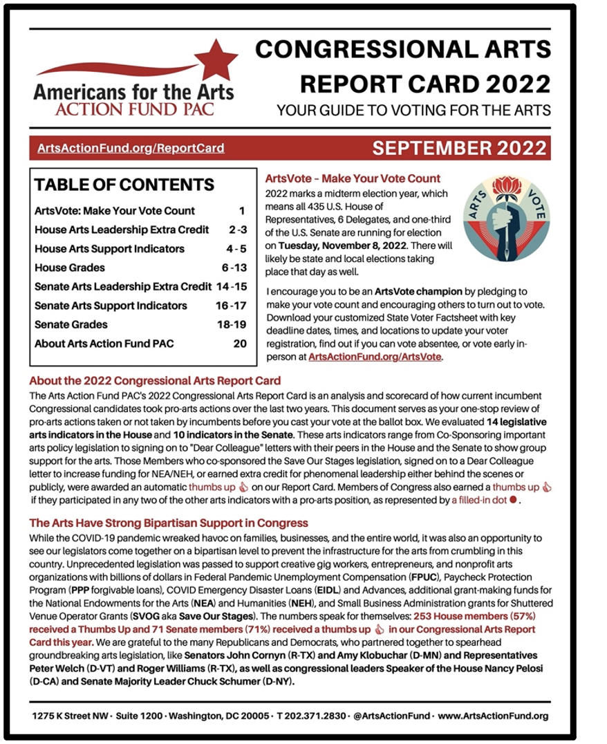 Congressional Arts Report Card Cover Image