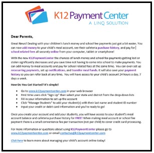 K12PaymentCenter Parent Email Template