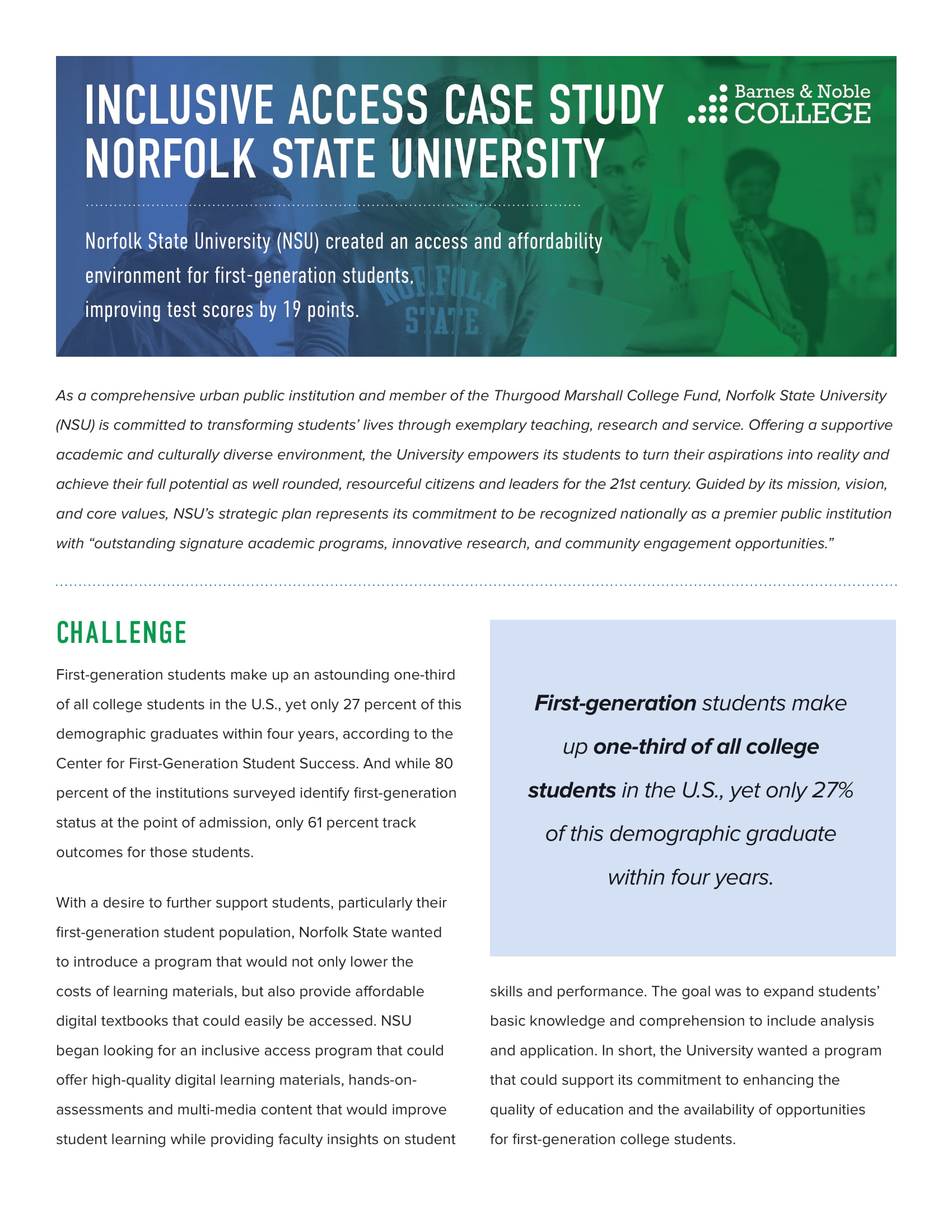 Norfolk State First Day Case Study