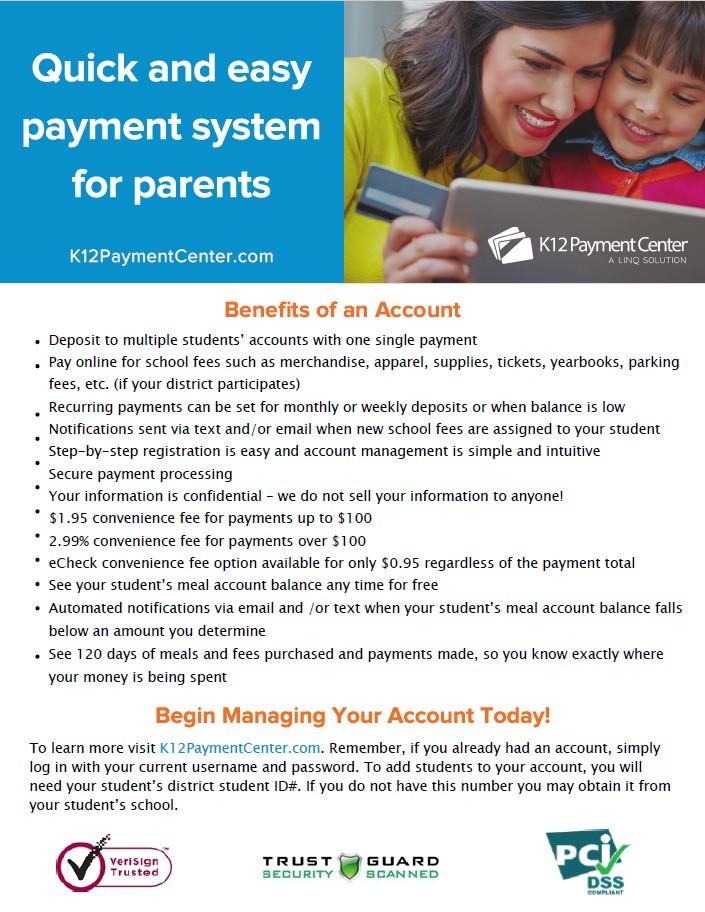 Quick and easy payment system for parents